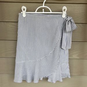 Abercrombie & Fitch lined Oxford blue stripe skirt with side zip & tie enclosure